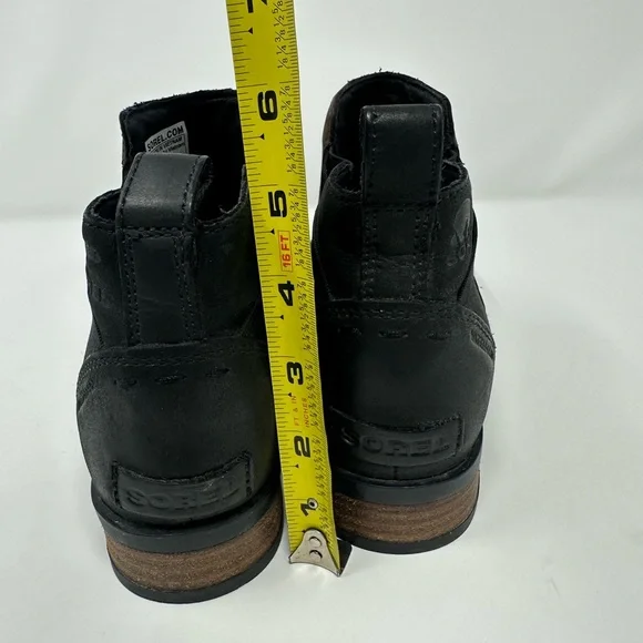 Sorel Womens Size 7 .5 Emelie Chelsea Boots Quarry Black Leather Waterproof Shoe - Picture 11 of 12